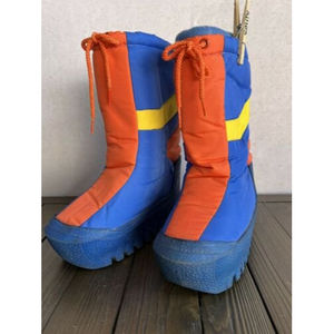 VINTAGE 80's Blue RAINBOW MOON BOOTS Unisex W5/6 and B 3/4 winter Boots